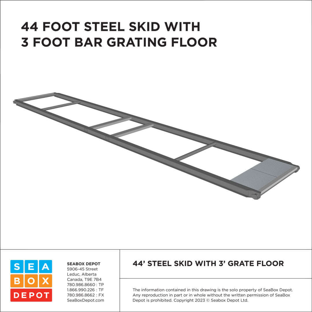 Skid – 44′ Weld On With Bar Grating 3′ One End